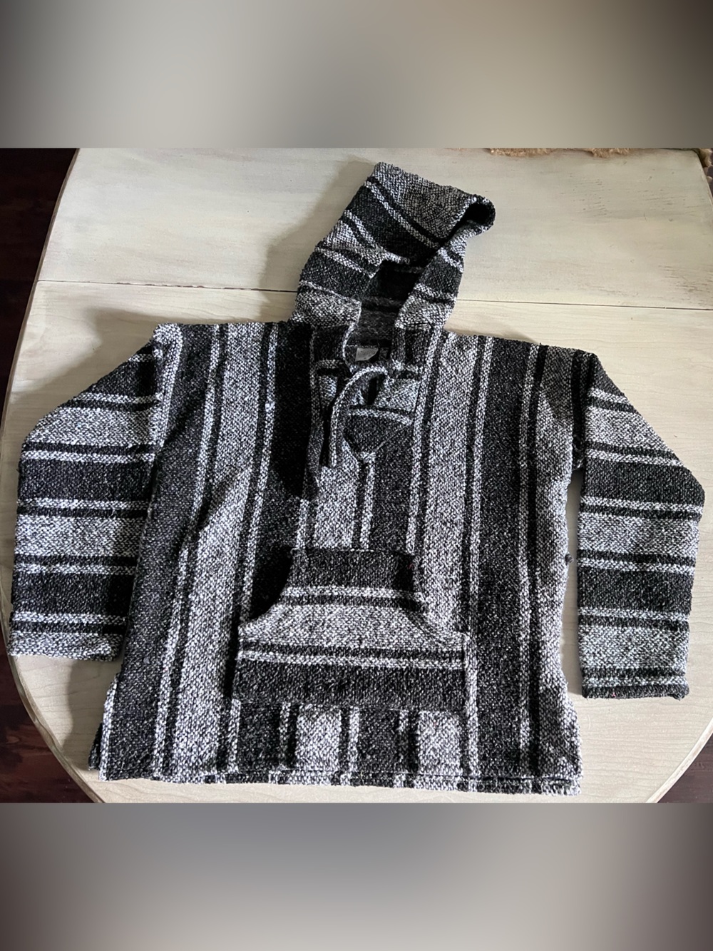 Men's Black & Gray Striped Baja Hoodie Sweater
